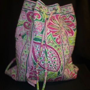 Vera Bradley *LIKE NEW* Backpack; Pinwheel Pink Pattern; Green and Pink